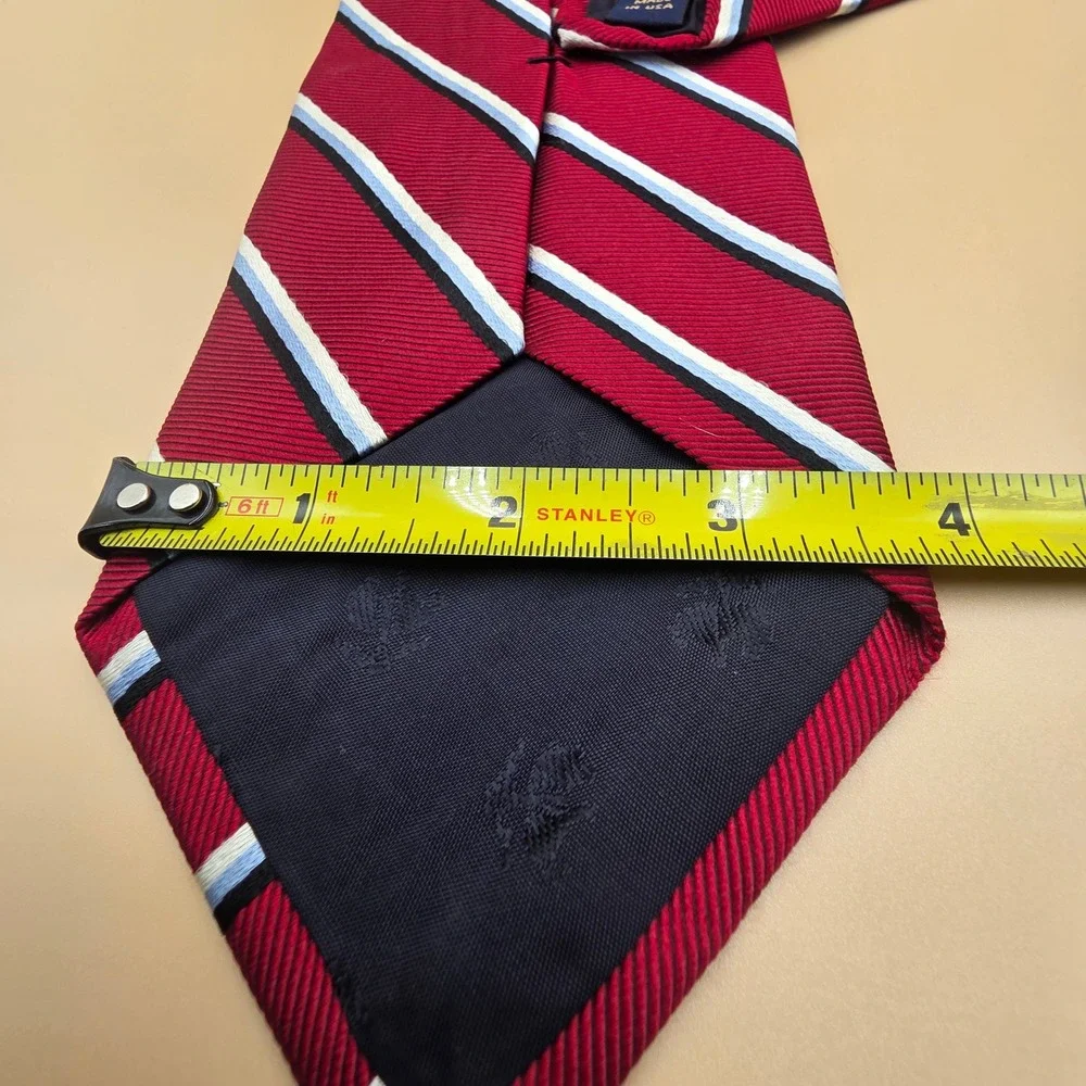 Brooks Brothers Makers Burgundy Blue White Striped Silk Tie Made in USA England